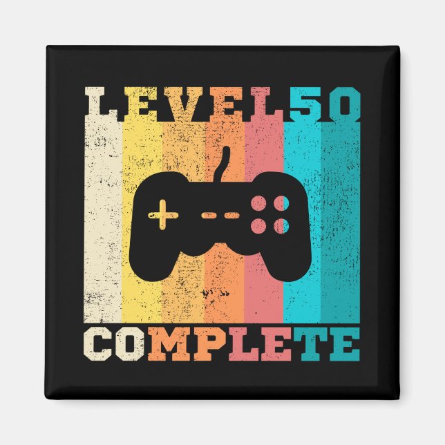 Imán 50.º cumpleaños/ aniversario Nivel 50 completado (Frente)