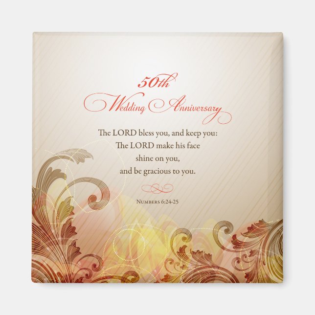 Imán 50° Aniversario del Boda, bendiciones del Señor y  (Frente)