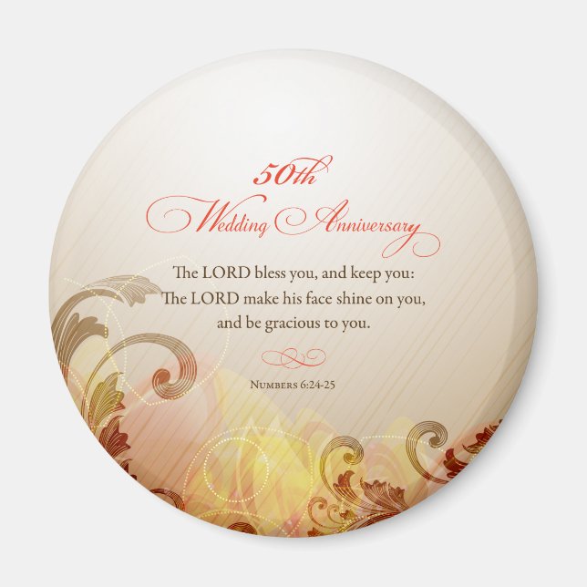 Imán 50° Aniversario del Boda, bendiciones del Señor y  (Frente)