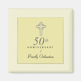 Imán 50° aniversario del sacerdote con cruz Grabado en 