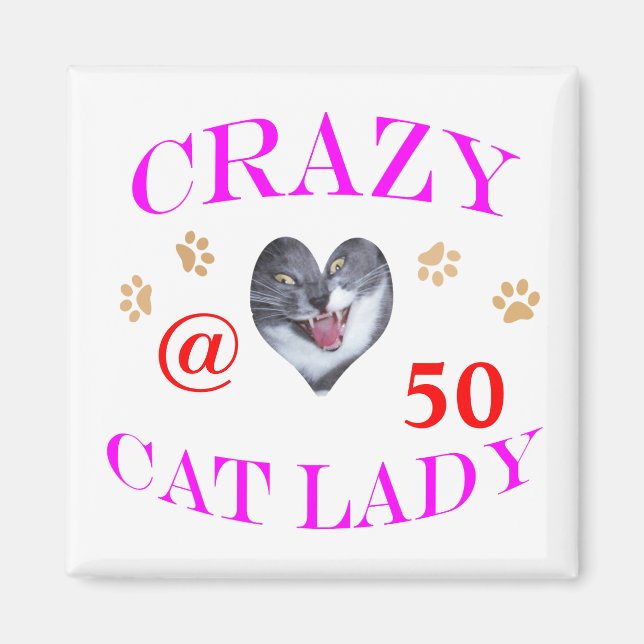 Imán 50 Crazy Cat Lady (Frente)