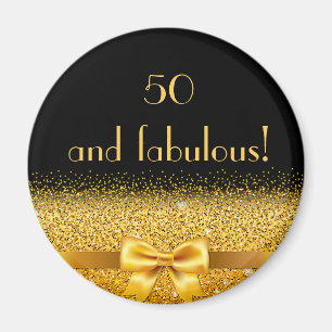 Imán 50 fabuloso cumpleaños arco dorado negro