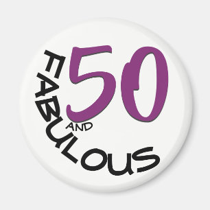 Imán 50.o cumpleaños púrpura y negro de la tipografí