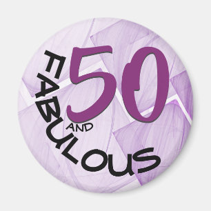 Imán 50.o cumpleaños púrpura y negro de la tipografí