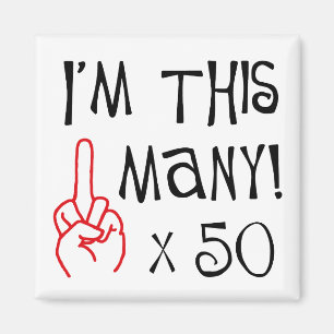 Imán 50.o saludo del dedo medio del cumpleaños