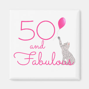 Imán 50 y cumpleaños fabuloso de los amantes del gato