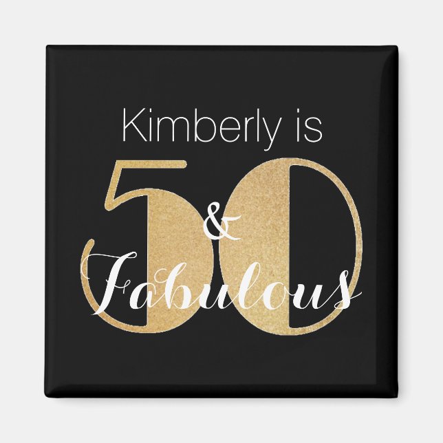 Imán 50 y fabulosa fiesta de cumpleaños personalizada d (Frente)