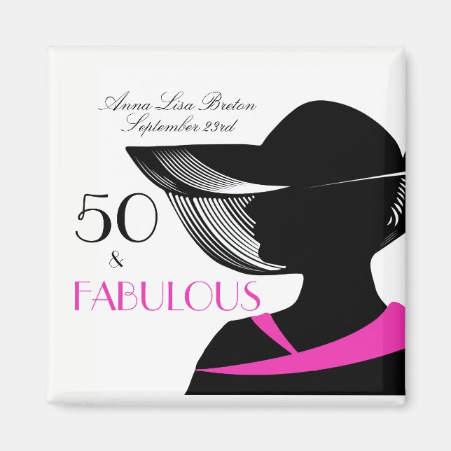 Imán 50 y fabuloso Art Deco Elegante 50 cumpleaños (Frente)