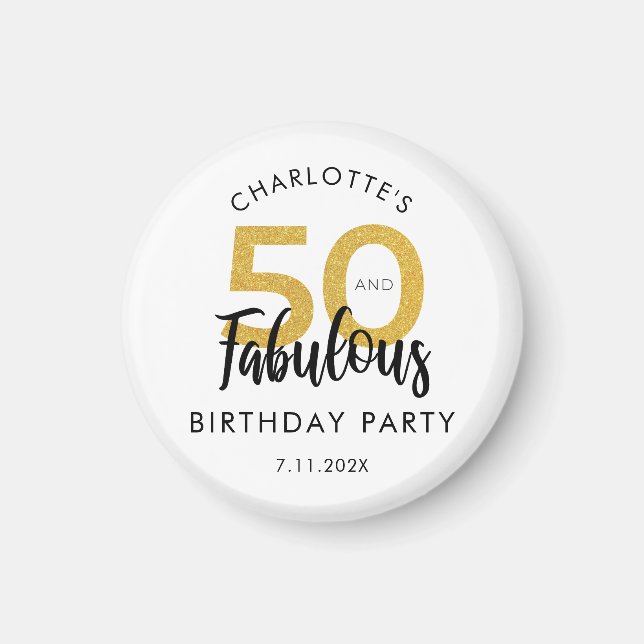 Imán 50 y Fabuloso guión 50 Keepsake de cumpleaños (Frente)