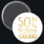 Imán 50th Birthday Squad 50 Party Crew Circle Magnet<br><div class="desc">50th Birthday Squad 50 Party Crew Group Friends BDay design Gift Circle Magnet Classic Collection.</div>