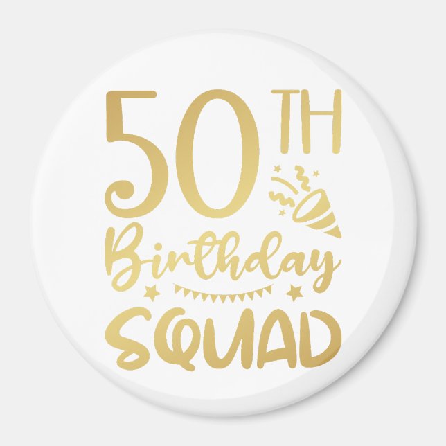 Imán 50th Birthday Squad 50 Party Crew Circle Magnet (Frente)