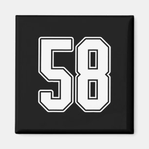 Imán #58 Esbozo blanco Número de 58 Estíl de Jersey de