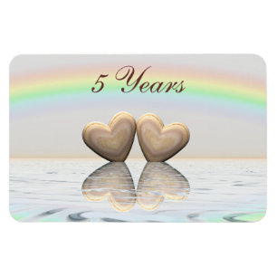 Imán 5.º aniversario Corazones de madera
