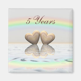 Imán 5.º aniversario Corazones de madera