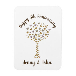 Imán 5.º regalo del aniversario de los bodas de madera