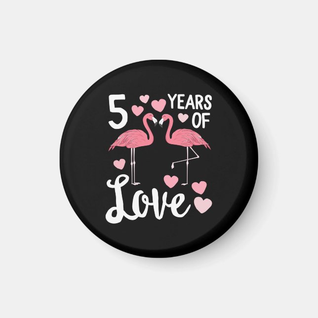 Imán 5 Años De Amor Flamingo Coincidiendo Aniversario (Frente)