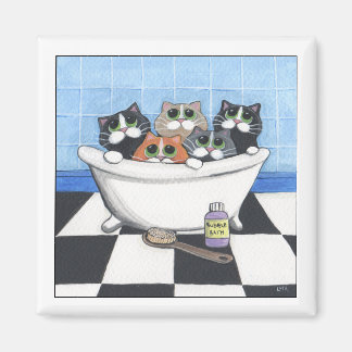 Imán 5 Gatos Tomando Baño - Gato Magnet