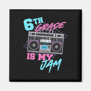 Imán 6º Grado es mi Jam Vintage Teacher Boombox de los