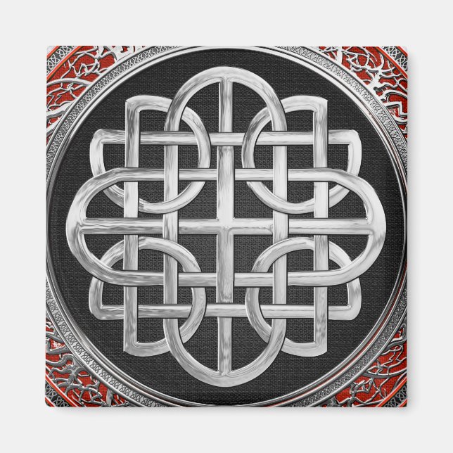 Imán [600] Cruz de nudo sagrado de plata celta (Frente)