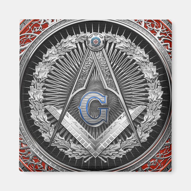 Imán [600] Master Mason - Silver Square & Compass (Frente)