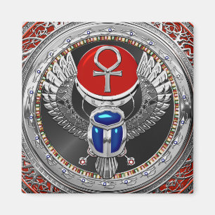 Imán [600] Scarab y Ankh de aleta sagrada egipcia de pl