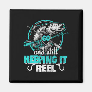 Imán 60.ª Pesca Funny Cumpleaños Pescador Camisas Keepi