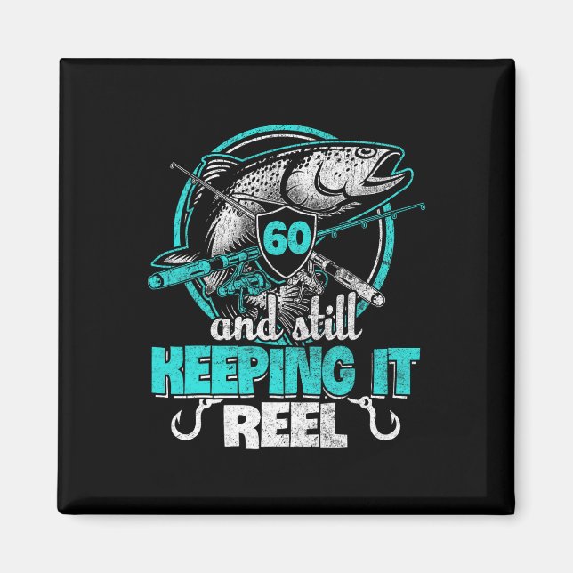 Imán 60.ª Pesca Funny Cumpleaños Pescador Camisas Keepi (Frente)
