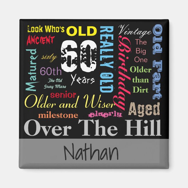 Imán 60.º feliz cumpleaños al estilo del graffiti (Frente)