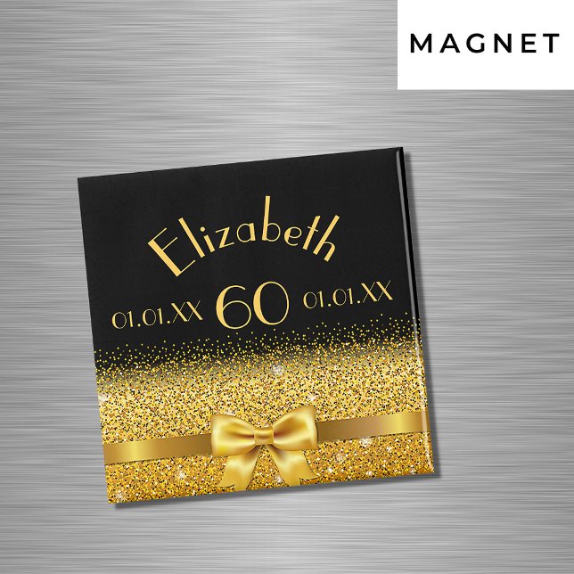 Imán 60.º monograma elegante de oro negro (Subido por el creador)