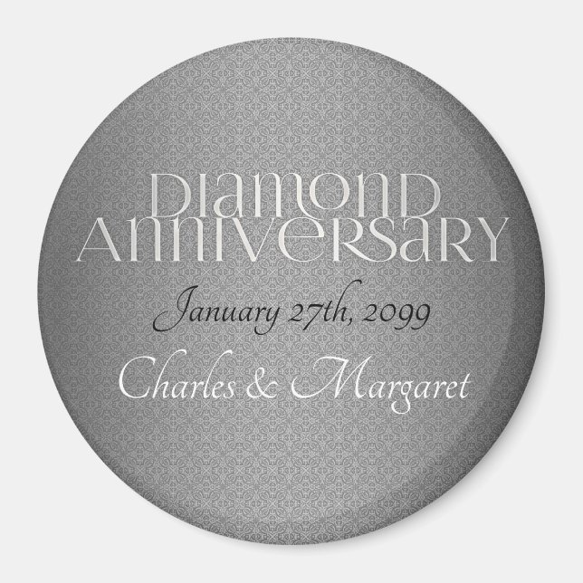 Imán 60 aniversario de boda de diamante (Frente)