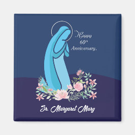 Imán 60° Aniversario de la flor rosa monja de la vida r