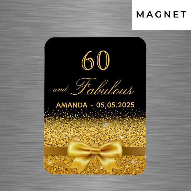 Imán 60 cumpleaños oro negro elegante salva la fecha (Subido por el creador)