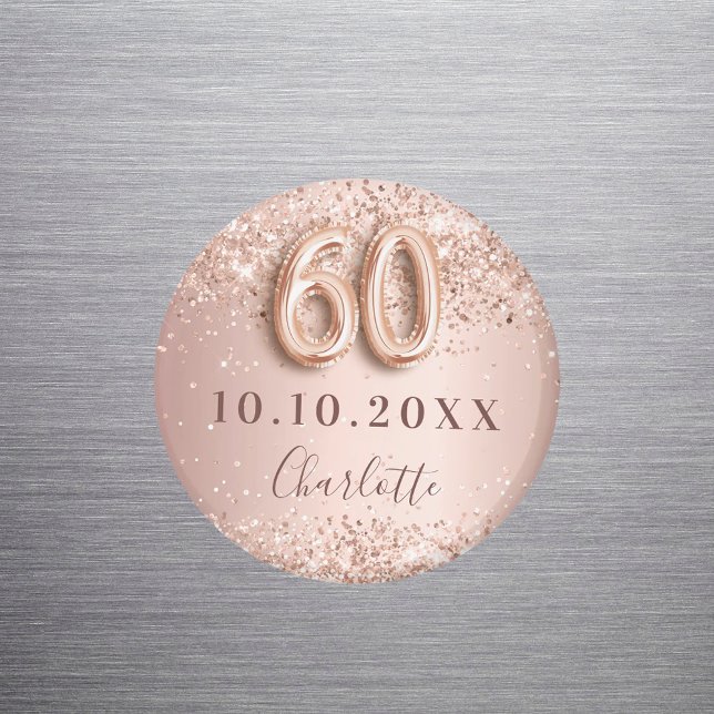 Imán 60 cumpleaños rosa oro rubor salva la fecha (Subido por el creador)