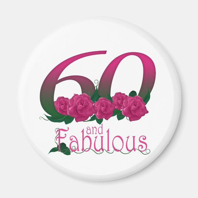 Imán 60 y fabuloso 60 cumpleaños diva floral rosa (Frente)