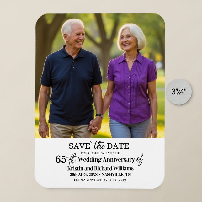 Imán 65th Wedding Anniversary Save the Date Photo (Subido por el creador)