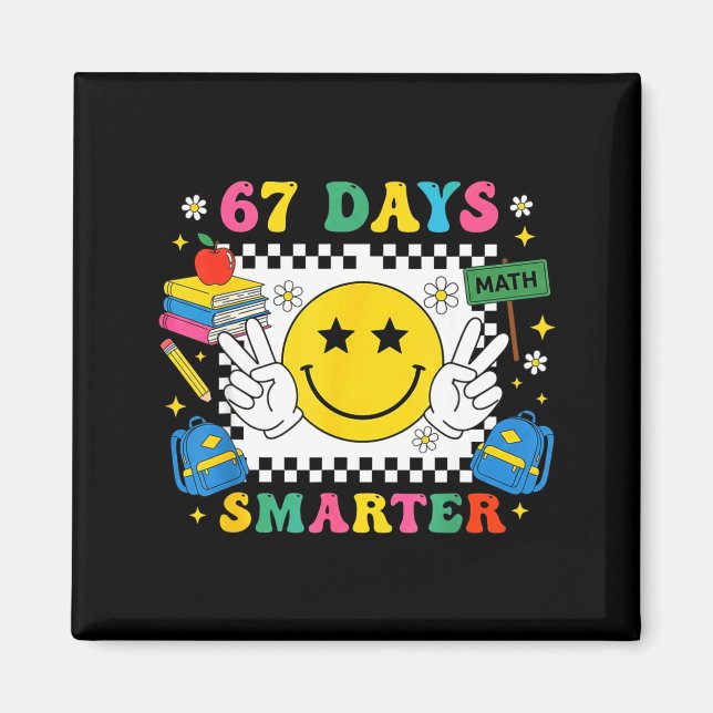 Imán 67º día de escuela divertido 67 días más inteligen (Frente)