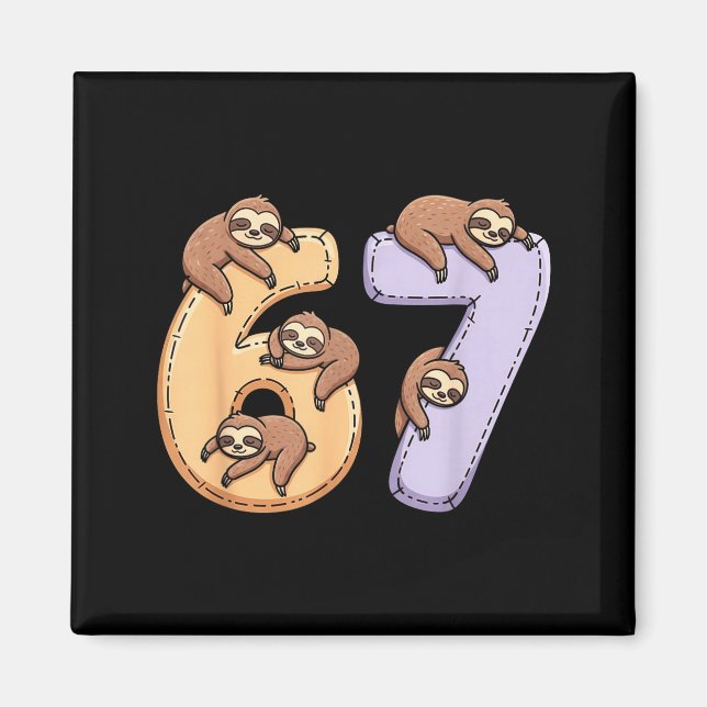Imán 67 Animals Funny 67 Brainrot Youth Kids Sloth 67  (Frente)
