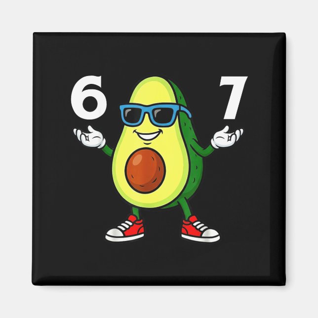 Imán 67 Avocado 6 7 Funny Cool Six Seven Meme Cartoon B (Frente)