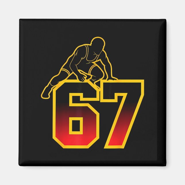 Imán 67 Brainrot Youth Wrestling Drip - Funny Kids 67  (Frente)