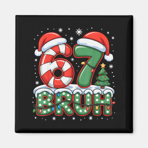 Imán 67 Bruh Diseño Divertido de Navidad para las Fiest