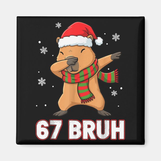 Imán 67 Bruh Six Seven Meme Capybara Christmas Kids Boy (Frente)