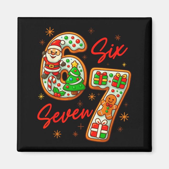 Imán 67 camiseta divertida de Navidad meme 6 7 disfraz  (Frente)
