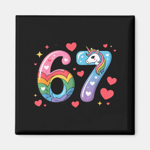 Imán 67 Camiseta Número Meme Divertido Seis Siete 6 7