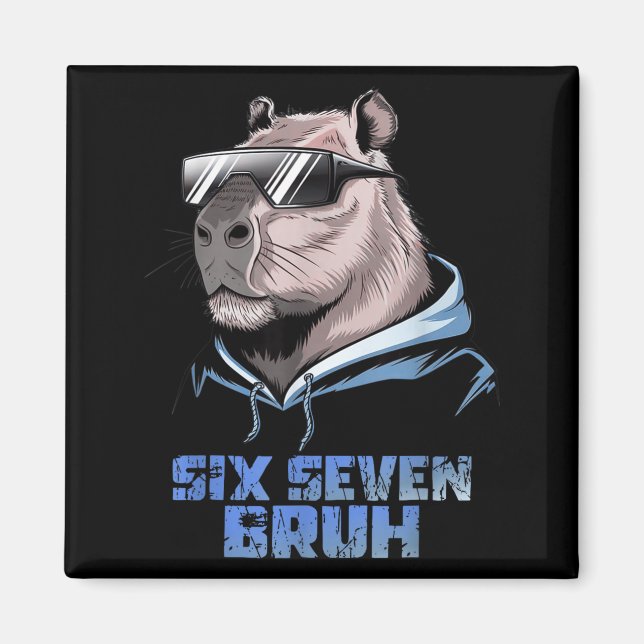 Imán 67 Capybara Meme Divertido Seis Siete Bruh Capybar (Frente)