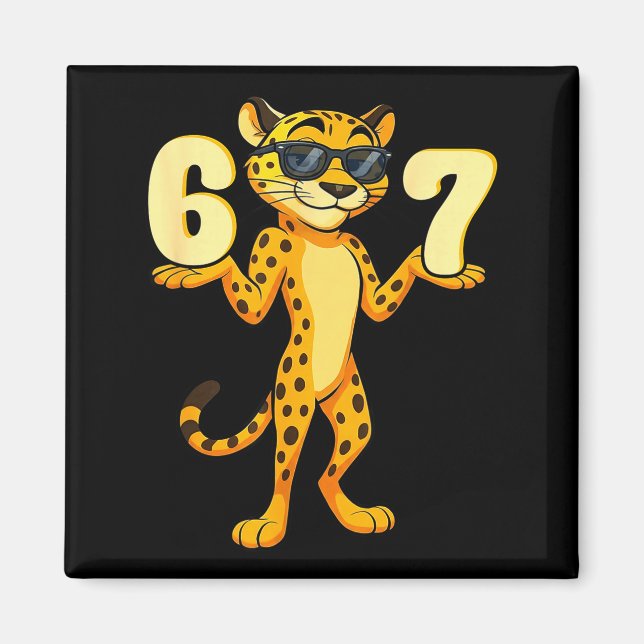 Imán 67 Cheetah Meme Six Seven Hands Motion Kids Teens  (Frente)