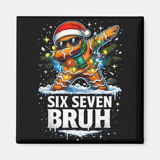 Imán 67 Christmas 6 7 Meme Gingerbread Man Xmas Pajamas (Frente)