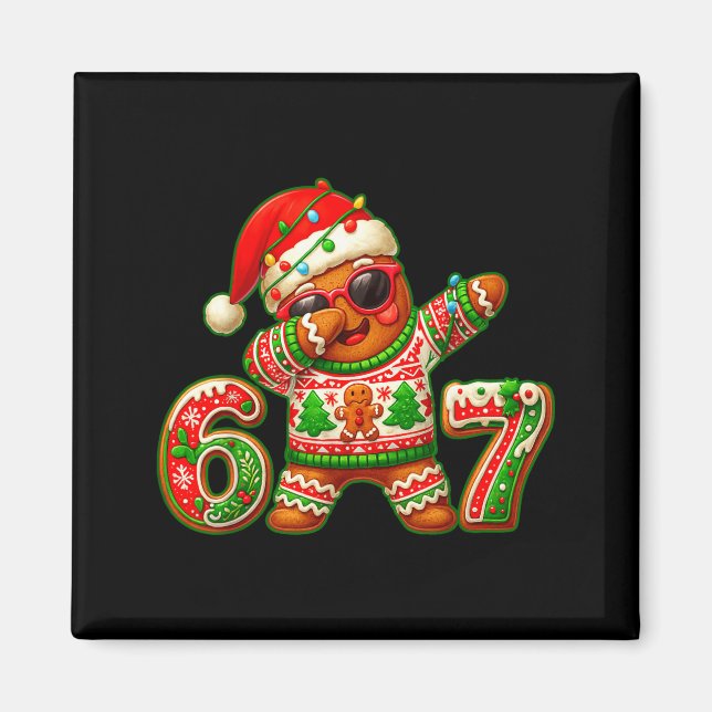 Imán 67 Christmas 6 7 Meme Gingerbread Man Xmas Pajamas (Frente)