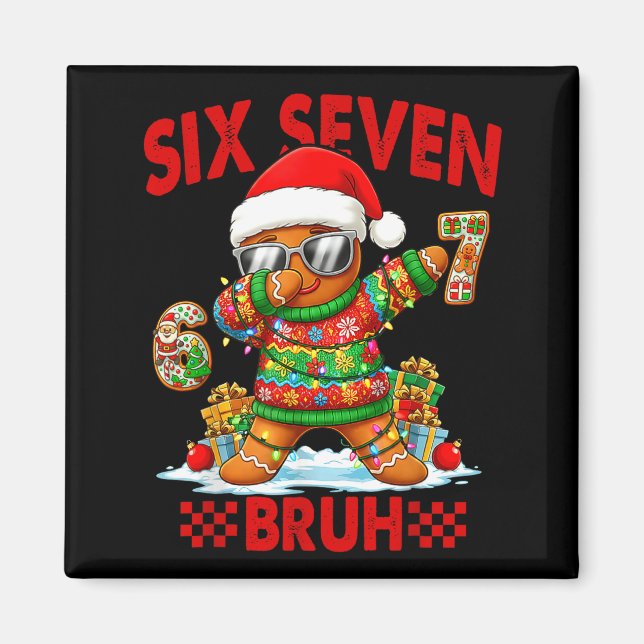 Imán 67 Christmas 6 7 Meme Gingerbread Man Xmas Pajamas (Frente)