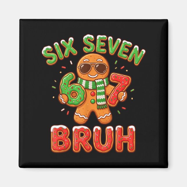 Imán 67 Christmas 6 7 Meme Gingerbread Man Xmas Pajamas (Frente)