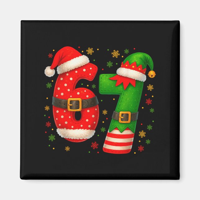 Imán 67 Christmas Six Seven Costume Santa Claus  (Frente)